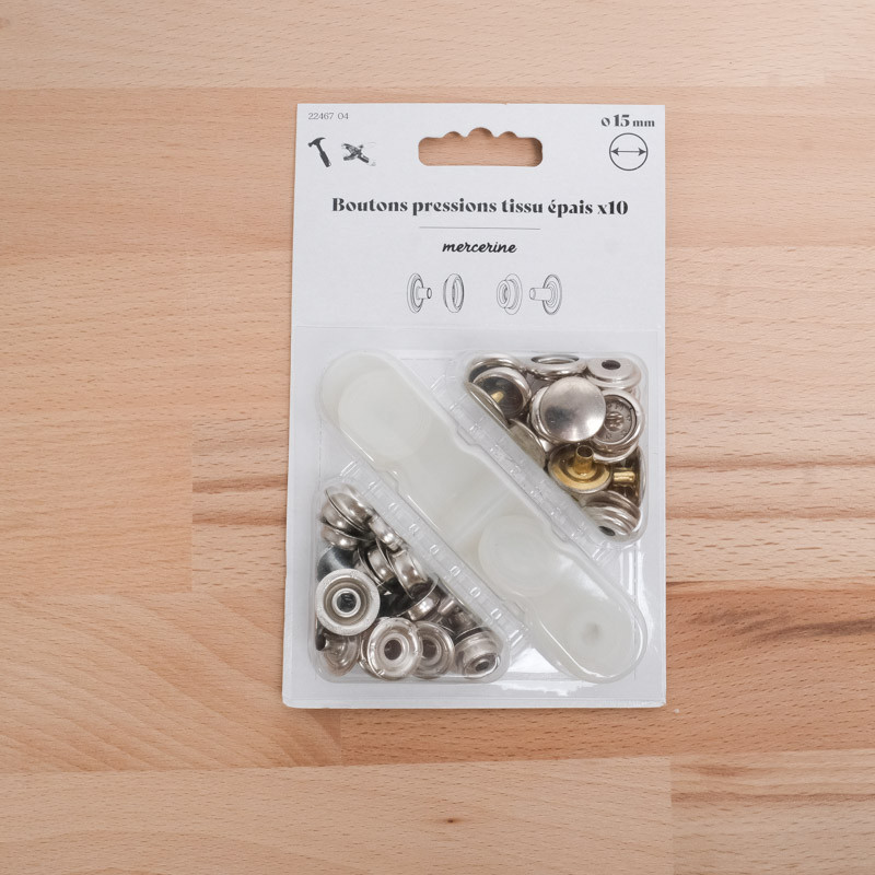 Bouton Pression Tissu épais taille 15MM nickel